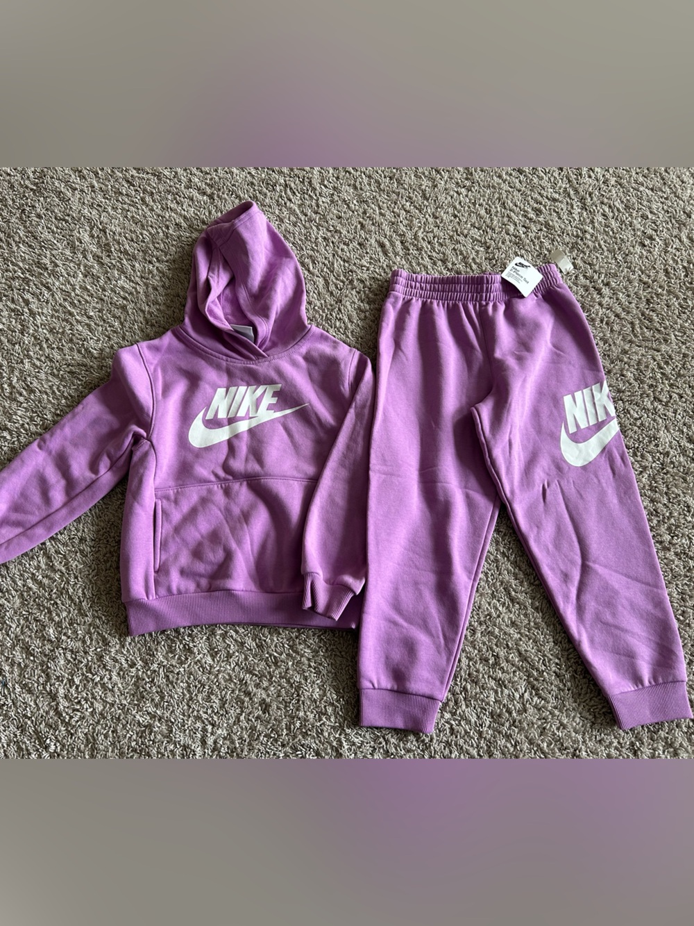 Nike Kids Purple Hoodie & Joggers Set with White Logo